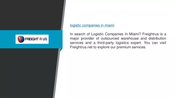logistic companies in miami in search of logistic