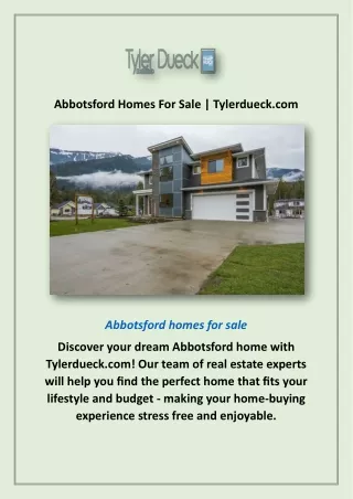 Abbotsford Homes For Sale | Tylerdueck.com