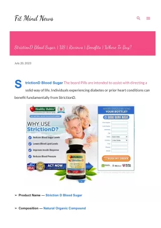 StrictionD Blood Sugar | US | Reviews | Benefits | Where To Buy