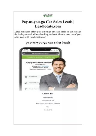 Pay-as-you-go Car Sales Leads  Leadlocate.com