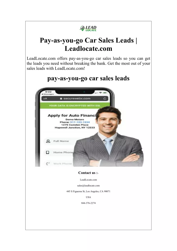 pay as you go car sales leads leadlocate com