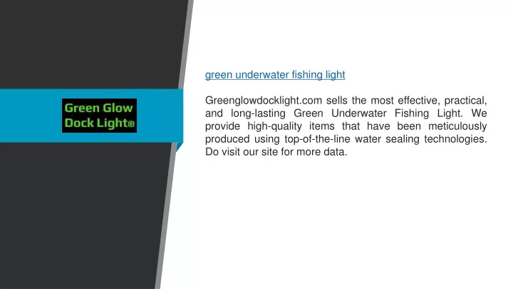 green underwater fishing light greenglowdocklight