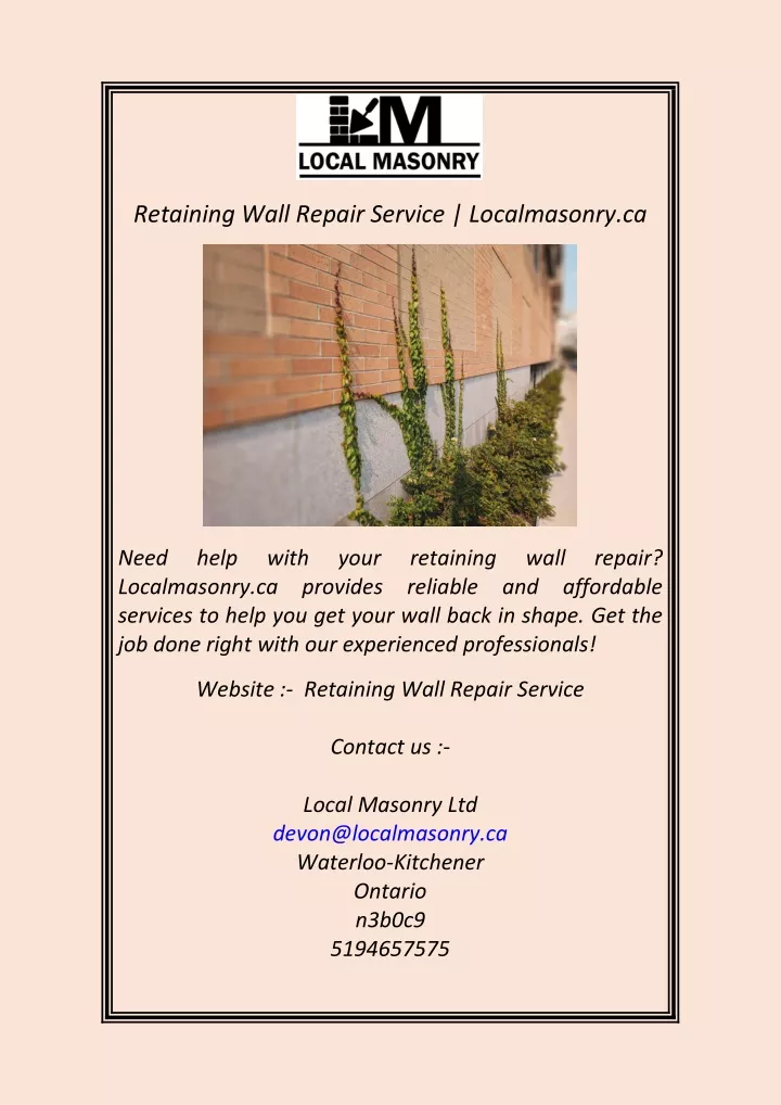 retaining wall repair service localmasonry ca