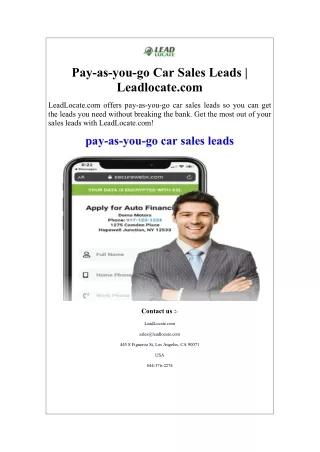 Pay-as-you-go Car Sales Leads  Leadlocate.com