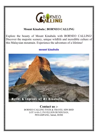 Mount Kinabalu BORNEO CALLING