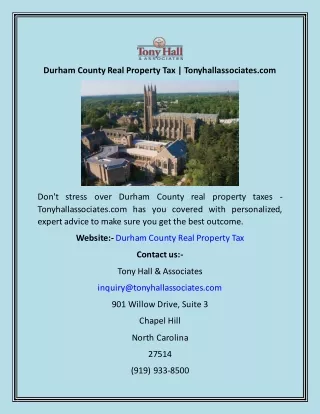 Durham County Real Property Tax  Tonyhallassociates