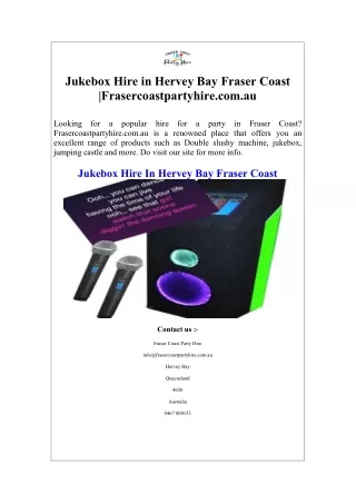 Jukebox Hire in Hervey Bay Fraser Coast Frasercoastpartyhire.com.au