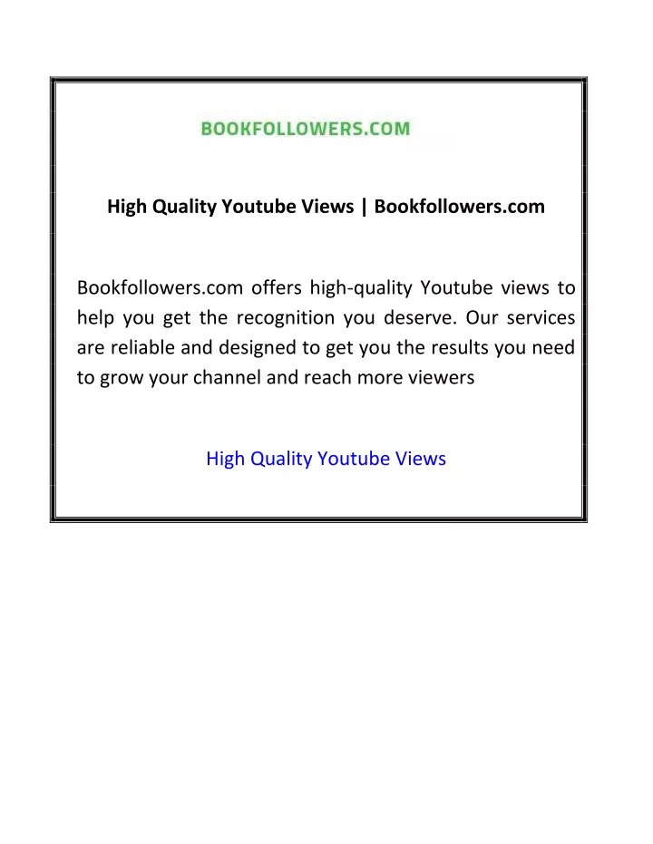 high quality youtube views bookfollowers com
