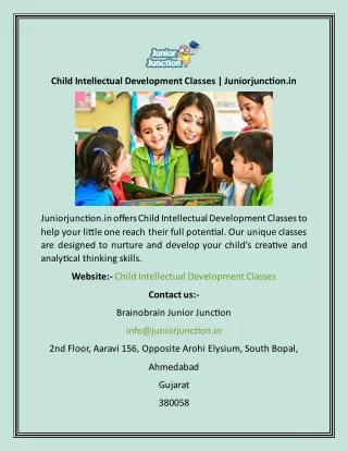 Child Intellectual Development Classes  Juniorjunction.in