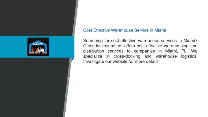 cost effective warehouse service in miami
