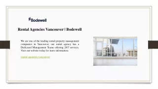 Rental Agencies Vancouver  Bodewell