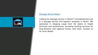 Drayage Service Miami | Crossdockmiami.net