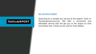 Taxi Service To Airport | Taxitoairportservice.com