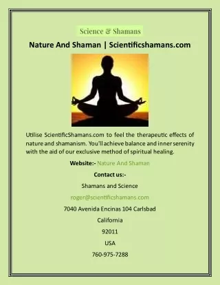 Nature And Shaman  Scientificshamans