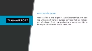 Airport Transfer Europe | Taxitoairportservice.com