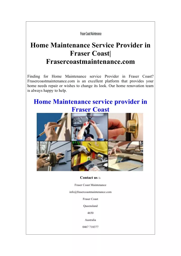 home maintenance service provider in fraser coast