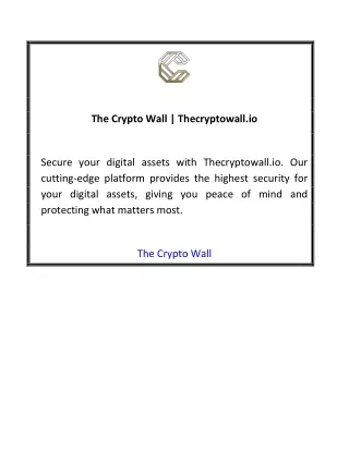 The Crypto Wall  Thecryptowall.io 01