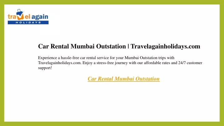 car rental mumbai outstation travelagainholidays