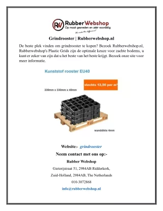 Grindrooster | Rubberwebshop.nl