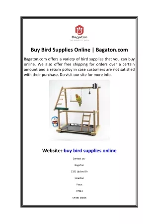 Buy Bird Supplies Online Bagaton.com