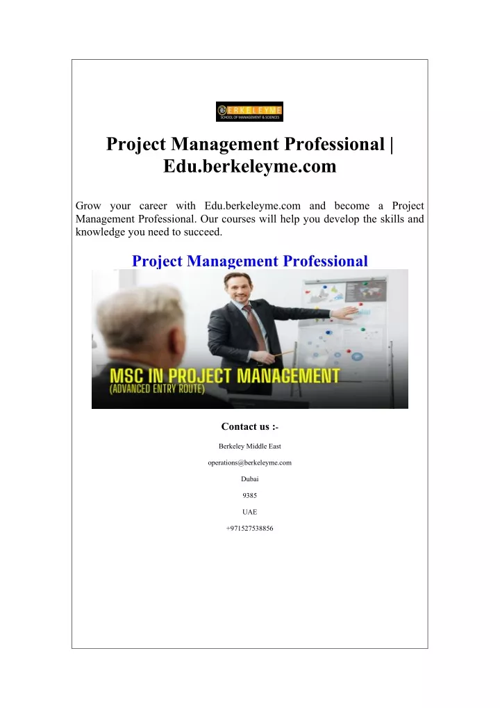 project management professional edu berkeleyme com