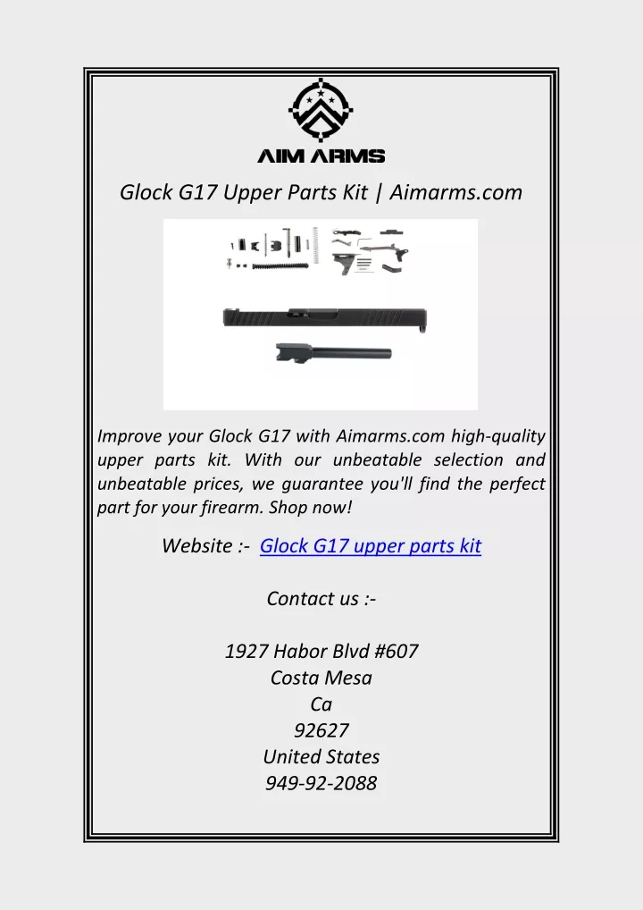 glock g17 upper parts kit aimarms com