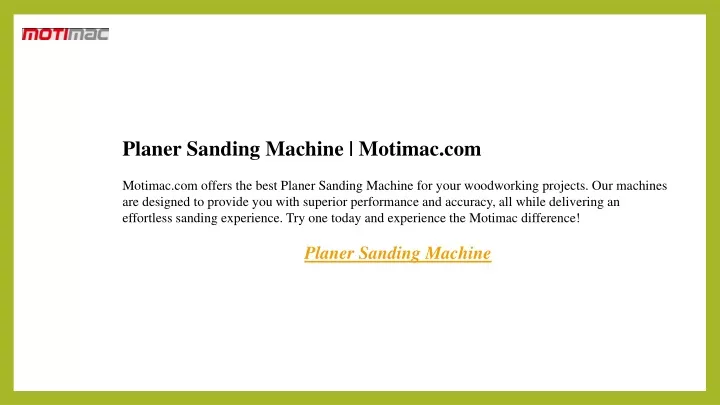 planer sanding machine motimac com motimac