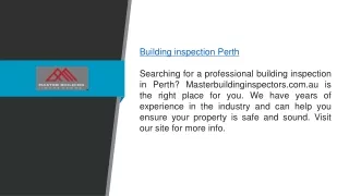 Building Inspection Perth  Masterbuildinginspectors.com.au