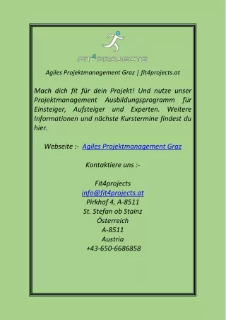 Agiles Projektmanagement Graz  fit4projects.at
