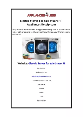 Electric Stoves For Sale Stuart Fl Appliances4lessfp.com
