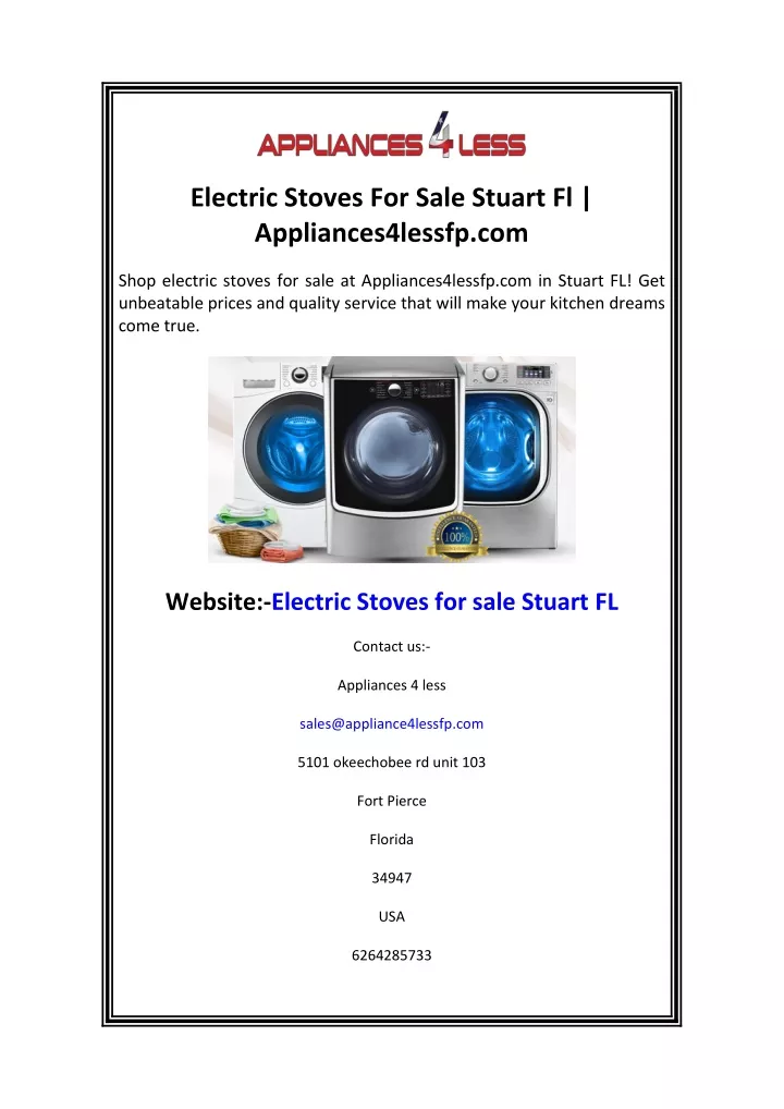 electric stoves for sale stuart