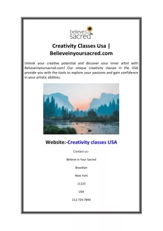 Creativity Classes Usa  Believeinyoursacred.com