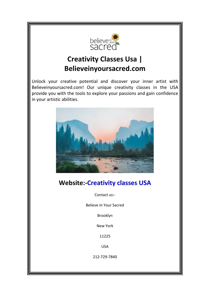 creativity classes usa believeinyoursacred com