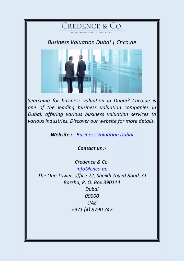 business valuation dubai cnco ae