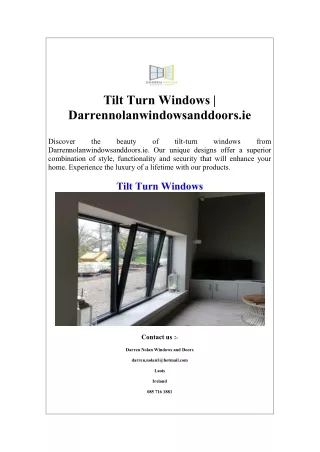 Tilt Turn Windows  Darrennolanwindowsanddoors.ie