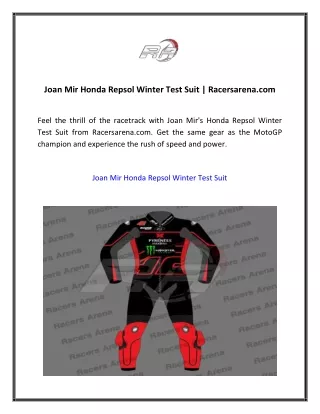 Joan Mir Honda Repsol Winter Test Suit  Racersarena.com 03