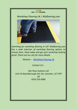 Workshop Flooring Uk Wizflooring.com