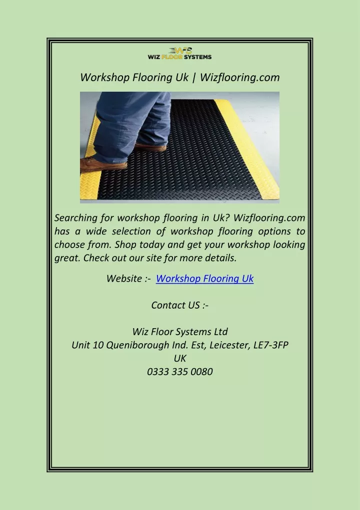 workshop flooring uk wizflooring com