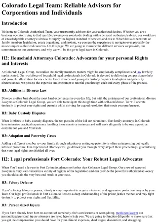 Colorado Legal Group: Trusted Advisors for Firms and Individuals