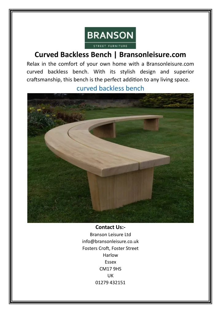 curved backless bench bransonleisure com relax