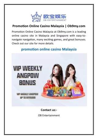Promotion Online Casino Malaysia | Ob9my.com