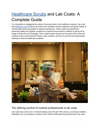 healthcare scrubs and lab coats a complete guide