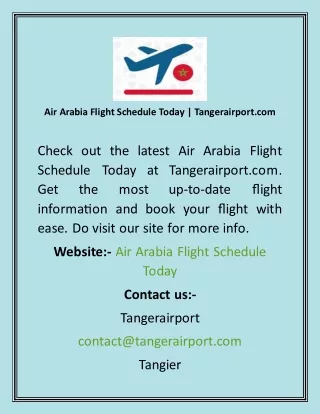Air Arabia Flight Schedule Today  Tangerairport