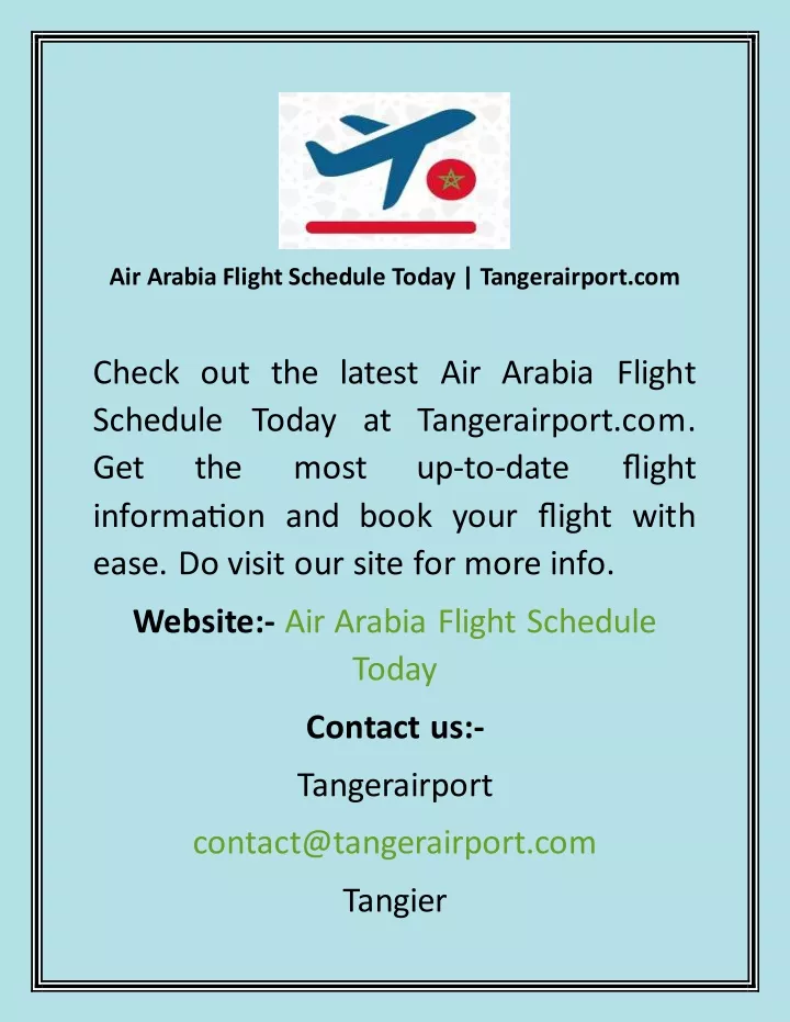 air arabia flight schedule today tangerairport com