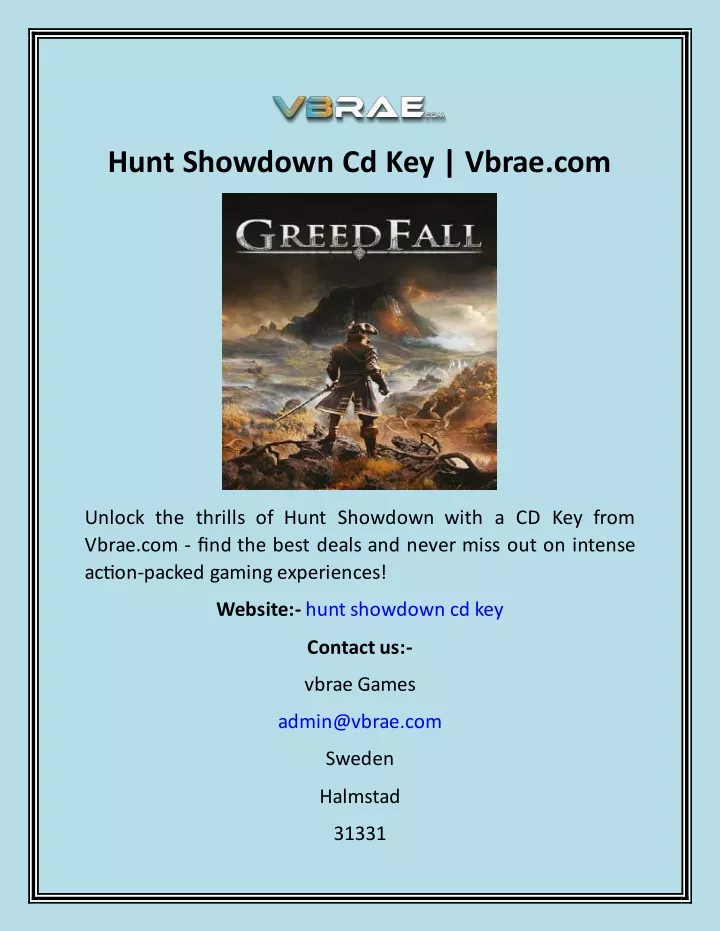 hunt showdown cd key vbrae com