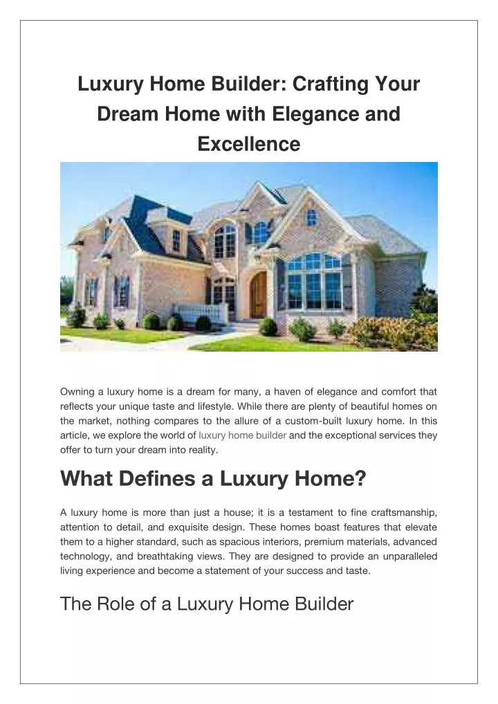 luxury home builder crafting your dream home with
