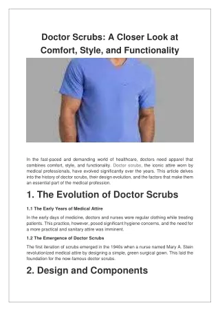 Doctor Scrubs A Closer Look at Comfort, Style, and Functionality