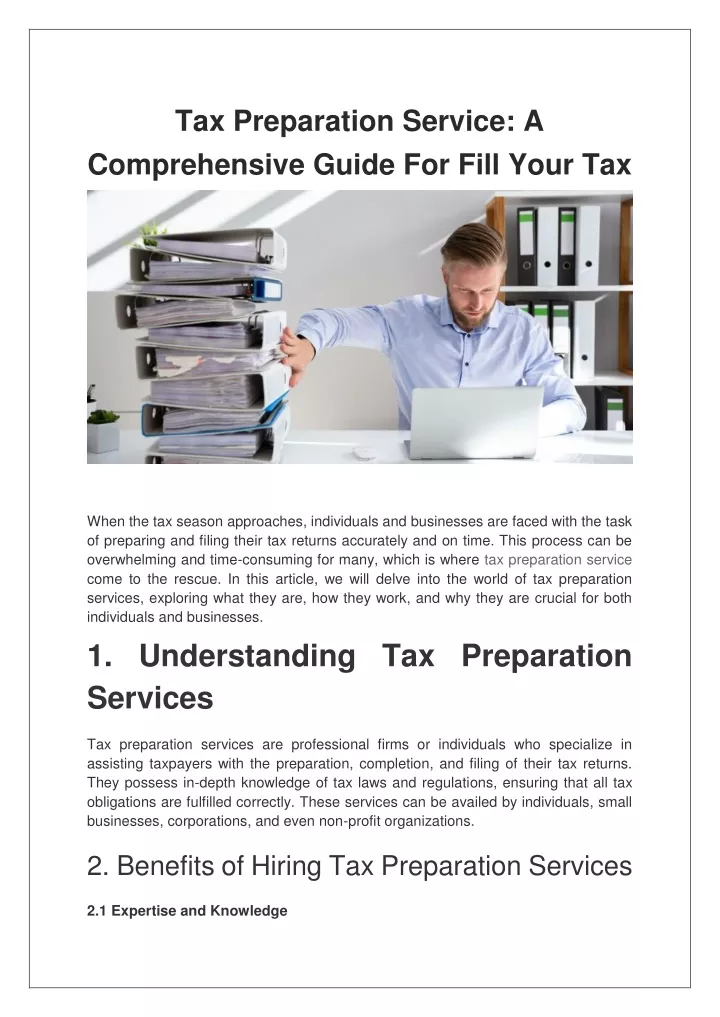 tax preparation service a comprehensive guide