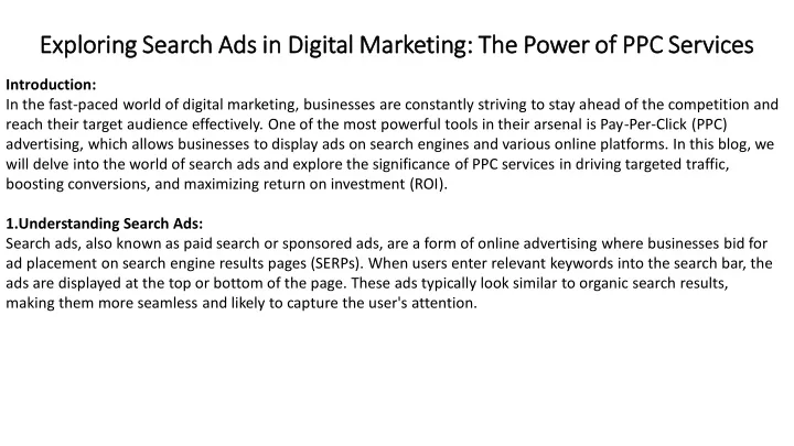 exploring search ads in digital marketing