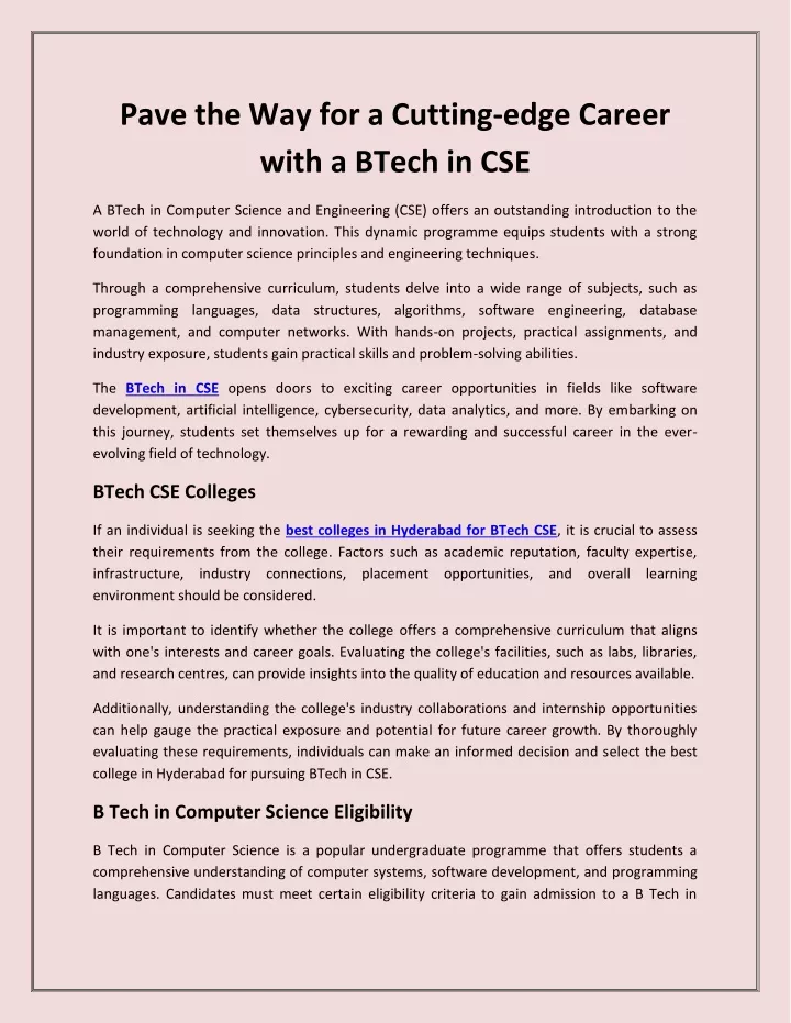 pave the way for a cutting edge career with